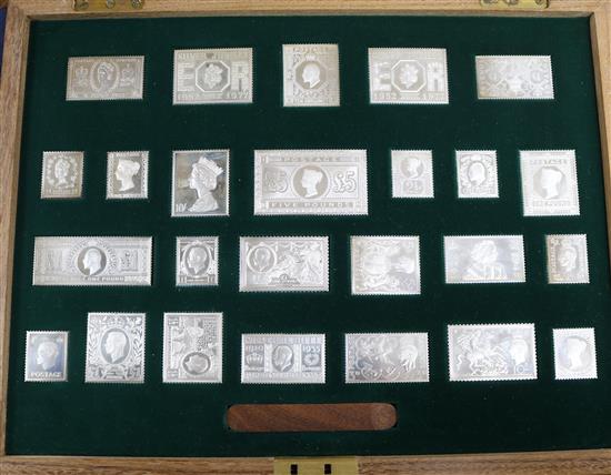 A cased set of twenty five silver replica Stamps of Royalty, London, 1979.